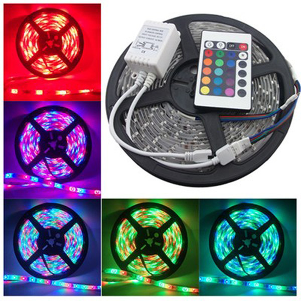 50M lot Waterproof LED Strip Light SMD2835 DC 12V 60 Leds/M + 24 keys Remote Controller LED Strip Decoration Lights DHL Free