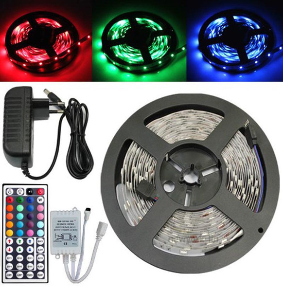 50M Non- Waterproof LED Strip Light SMD5050 DC 12V 30 Leds/M + 24 keys Remote Controller + 12V 3A Power Supply Adapter Christmas Decoration