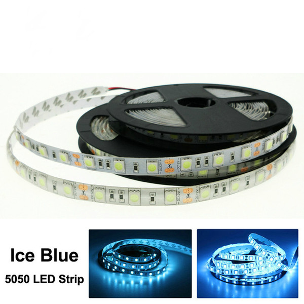 5050 Ice Blue LED Strip Light DC 12V Waterproof / Non-waterproof 5M 60LEDs/m Flexible Strip Ribbon Tape