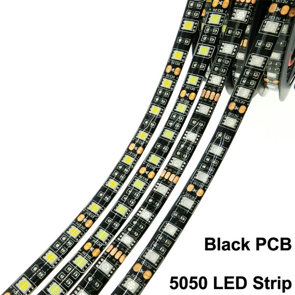 LED Strip 5050 DC12V Flexible LED Light, Black PCB, No Waterproof / Waterproof, 60 LED/m 5m/roll