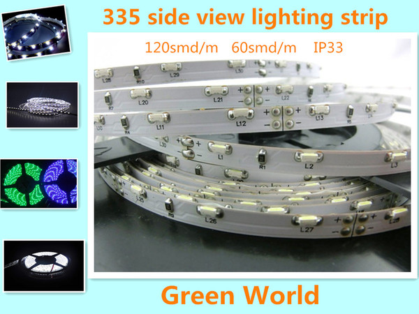 5m/lot 335 side view lighting strip 120smd/m or 60smd/m DC12V color R/G/B/Y/w/ww/cw waterproof IP33 high quality low price hot sale strip