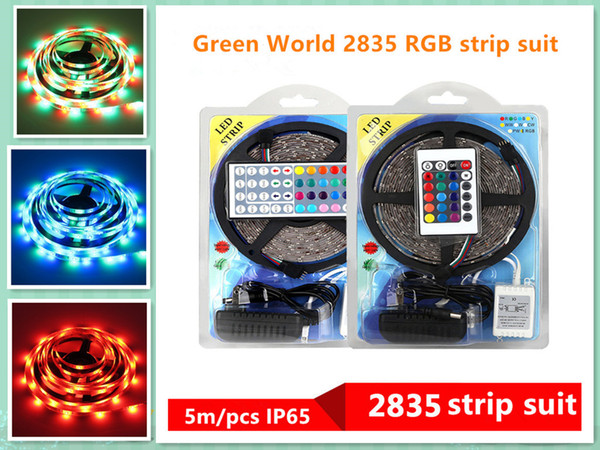 5M Ip65 LED Flexible strip 300leds Color Changing RGB SMD2835 LED Light Strip Kit RGB 5M +44Key Remote controller+12V 3A Power Supply