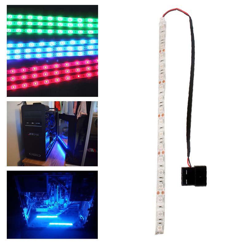 60cm 5050SMD LED PC Computer Case Strip Light Self-adhesive Red/Blue/Green # 49842