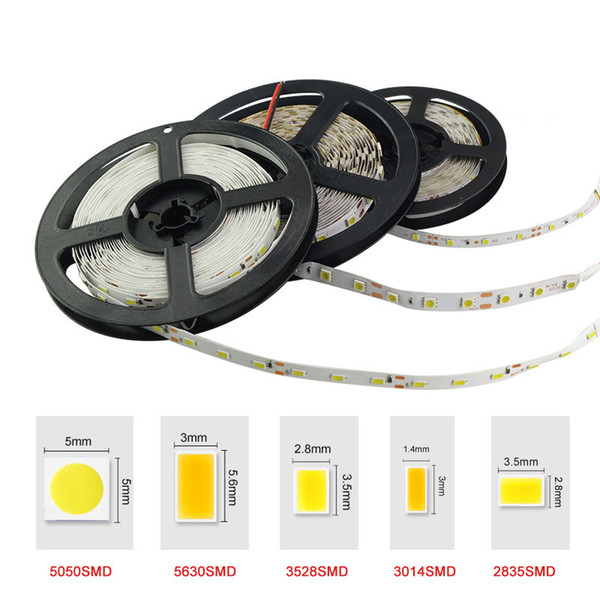 LED Strip Lights 5050 3528 5630 3014 2835 SMD Warm White Red Green Blue RGB Flexible 5M Roll 300 Leds Ribbon Waterproof / Non-waterproof