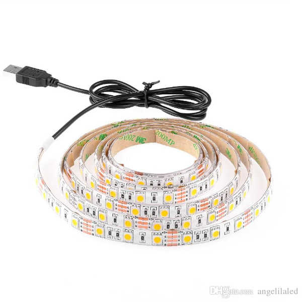 5V USB LED Strip Light Waterproof Pure white Warm white LED Bar Use Power Supply 5V background TV Computor