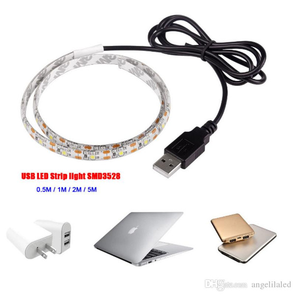 3528SMD LED strip 5V USB Connector 50cm 100cm 200cm LED Tape Light Waterproof Background Lighting Decoration