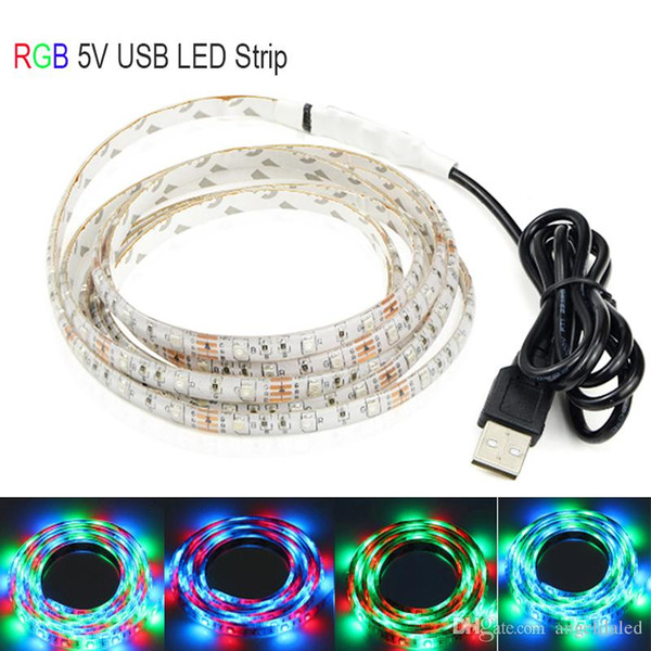 RGB 3528 LED Light USB 5V Strip Kit Color Changing with 3key Controller Waterproof Flexible Stripe 60leds Per Meter