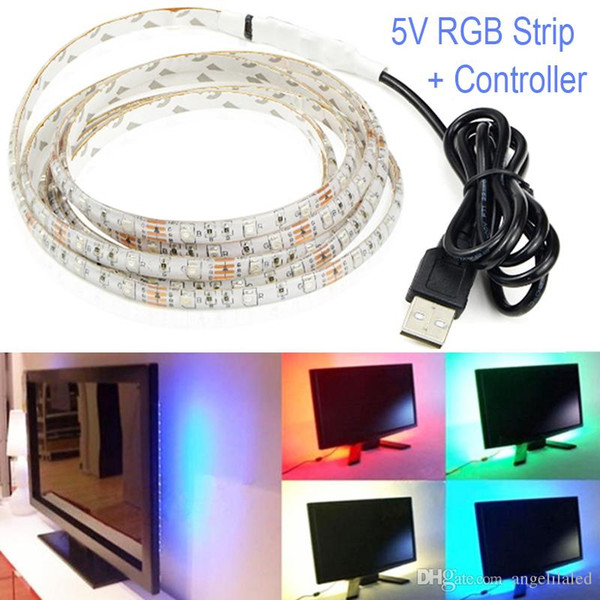 LED USB Light Waterproof 5V SMD3528 Strip Light RGB 0.5m 1m 2m 3m 5m Flexible tape ribbon TV Background lamp Stripe