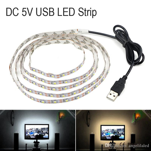 5V 50CM 1M 2M 3M 5M USB Cable Power LED light SMD 3528 Strip Christmas desk Decor lamp tape For TV Background Lighting