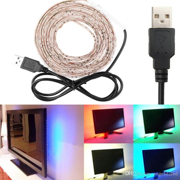 5V USB 5050SMD RGB LED Strips Waterproof 60LED Per Meter+ RGB Controller for Laptop Computer TV Background Decoration Flexible LED Lighting