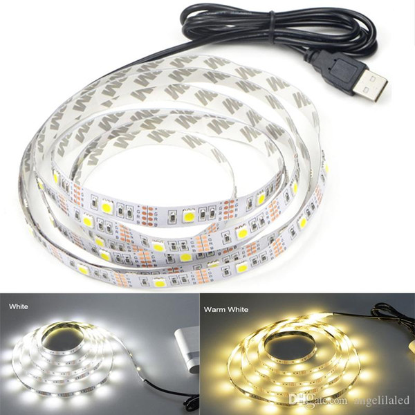 5V USB LED strip 5050SMD 30LEDs per meter 0.5m 1m 2m non-waterpoof Christmas Flexible led Stripe TV computor Background Light