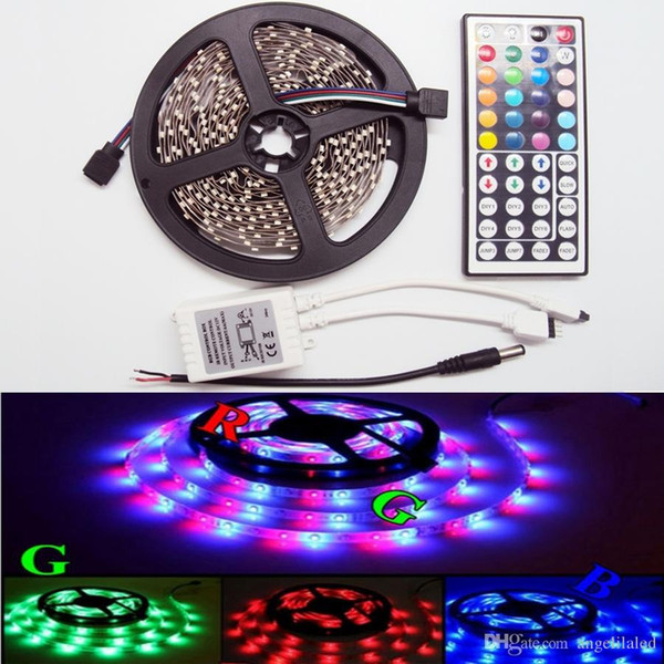 RGB LED Strip 5M 300Led 3528 SMD With 44Key IR Remote Controller Flexible Led Tape for Home Shop Christmas Party Decoration