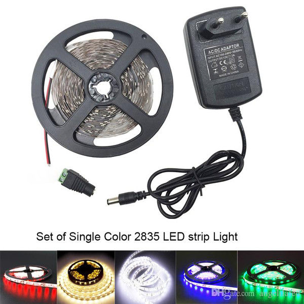 Set of 3528SMD Super Bright Led Strip Led Tape Kits Red Blue Green Warm White LED Bar Strip With DC12V 2A Power Adapter