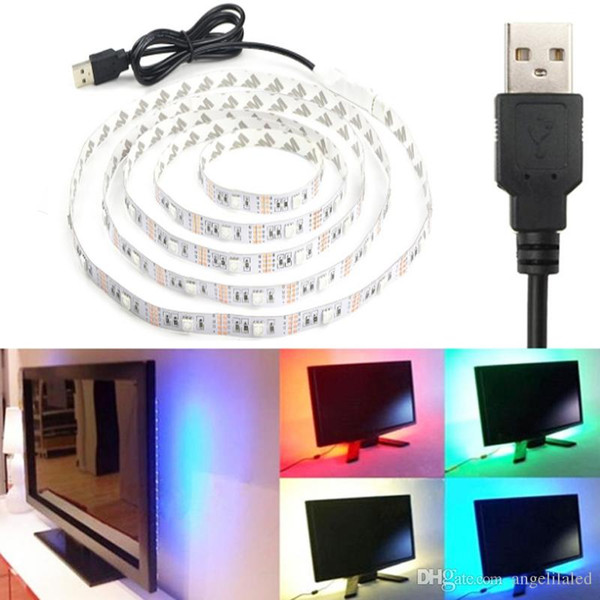 DC 5V USB LED Strip Light RGB 5050SMD with RGB LED controller 50CM 1M 2M LED Flexible Strips for TV Background Lighting