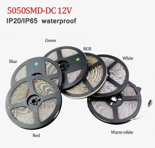 DC 12V SMD5050 RGB Led Strip light IP20/IP65 Waterproof 5M 60Led/M Led Stripe Fita Led String Bar tape lamp Bombillas LedLight