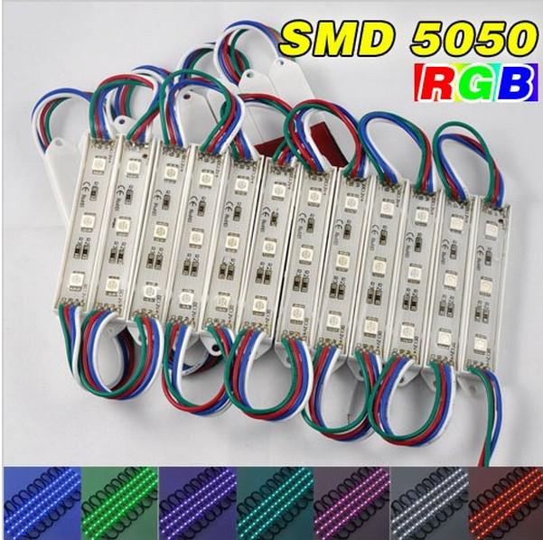 free shipping led strip 1000pcs/lot RGB Warteproof 5050 SMD LED module lamp light , DC12V input, 20pcs/string