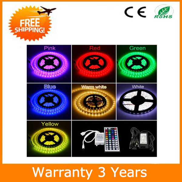 5050 Flexible LED Strip RGB Waterproof Strip LED Light 30LEDs/m 5m 150LEDs 15PCS 44Key Controller Transformer