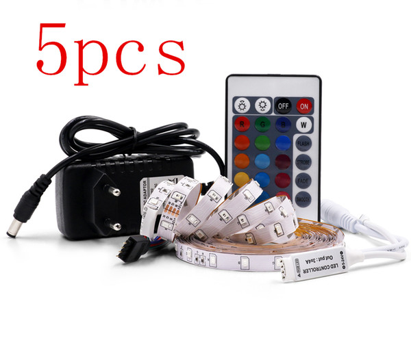 5PCS 5M 300Leds Non-waterproof RGB Led Strip Light 3528 DC12V 60Leds/M Flexible Lighting String Ribbon Tape Lamp Home Decoration Lamp