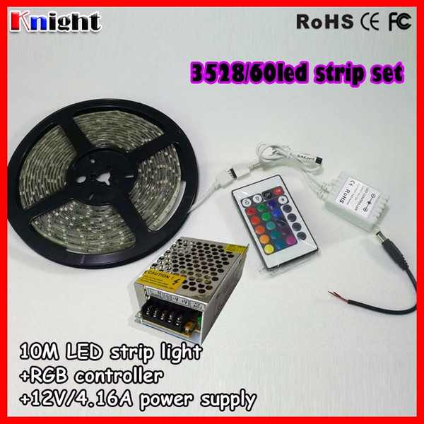 smd3528 rgb led strip 10m set waterproof,3528 led strip set IP65 waterproof,10m led strip light+remote controller+power adapter free shiping