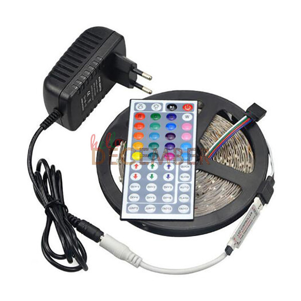 IP65 Waterproof RGB LED Light Strips Dimmable 12V 5M 300 LEDs SMD3528 RGB 16-Colors Changeable LED Strip Lights