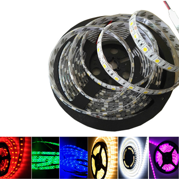 DC 12V 5M led backlight strip not Waterproof 5050 SMD RGB LED Strip light 3 line in 1 high quality lamp LED Tape