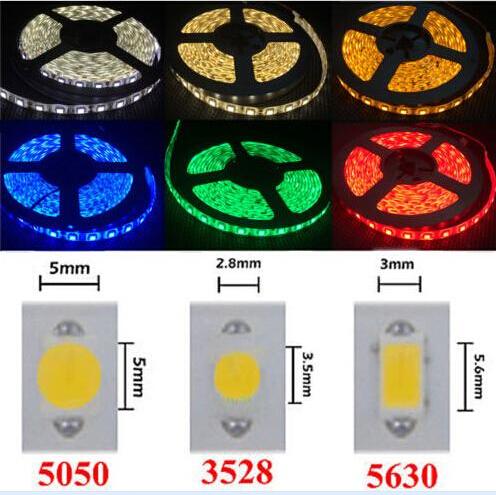 High Birght 5M 5050 3528 5630 Led Strips Light Warm Pure White Red Green RGB Flexible 5M Roll 300 Leds 12V outdoor Ribbon