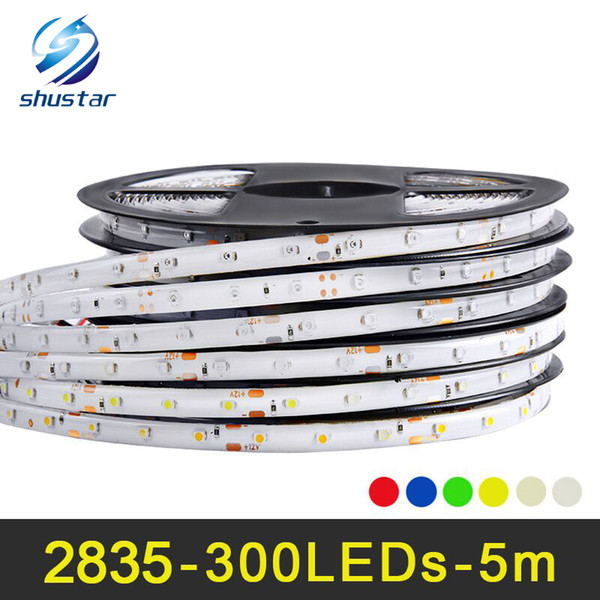 RGB LED strip light 5m 60LEDs/m SMD 2835 LED strip DC 12V IP65 Waterproof flexible Tape White Warm White Red Green Blue Yellow