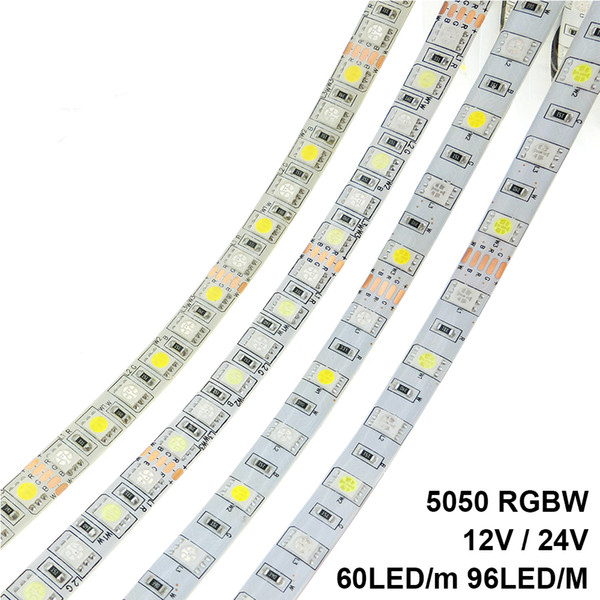 LED Strip 5050 RGBW DC 12V / 24V Flexible LED Light RGB + White / RGB + Warm White 60 LED/m 96 LED/m 5m/lot