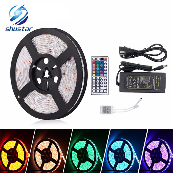 5M SMD5050 RGB Led Strip 300led/m DC12V Waterproof 300leds + 44key RGB LED controller +12V 5A 60W Power adapter