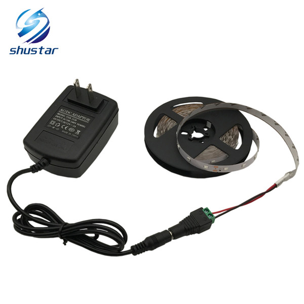 5M 60LEDs/M SMD 2835 Colorful Flexible Bright LED Strip light+12V 3A US/UK/AU/EU Power Supply Adapter+DC Female