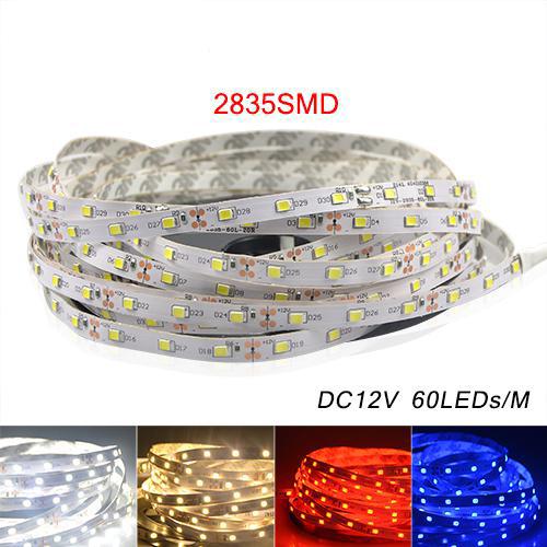 5M 2835 SMD More Brighter Than 3528 5050 SMD LED Strip light DC 12V 60LEDs/M Indoor Decorative Tape White Blue Red