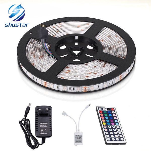 LED 5050 RGB Strip 300LEDs Flexible Color Changing Full Kit LED Strips Light with 44 Keys IR Remote Controller,12V 3A Power Supply