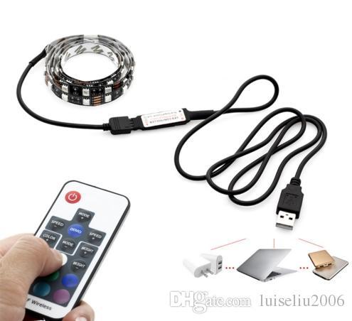 TV Background Lighting DC5V USB LED Strip 5050 RGB 60LEDs/m with 17Key RF Controller 50cm / 1m / 2m Set