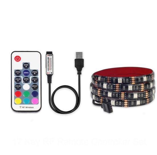 USB LED Strip 5050 RGB 1Meter IP65 Waterproof With 17Key RF Remote controller TV Background Lighting RGB LED Strip Light 5050