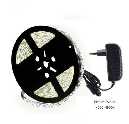 Neutral White 4000K LED Strip Light 5050 60led/m 5M DC12V 5050 LED Strip Day Light with 12V Power suppply