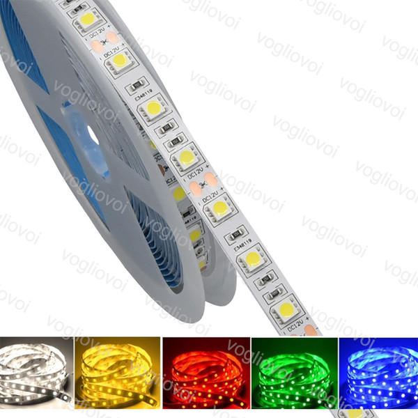 Led Strip Light 500M RGB White Warm White LED Strip Light 5M Supler Bright 2835 5050 SMD Waterproof Flexible 300 leds DC12V DHL