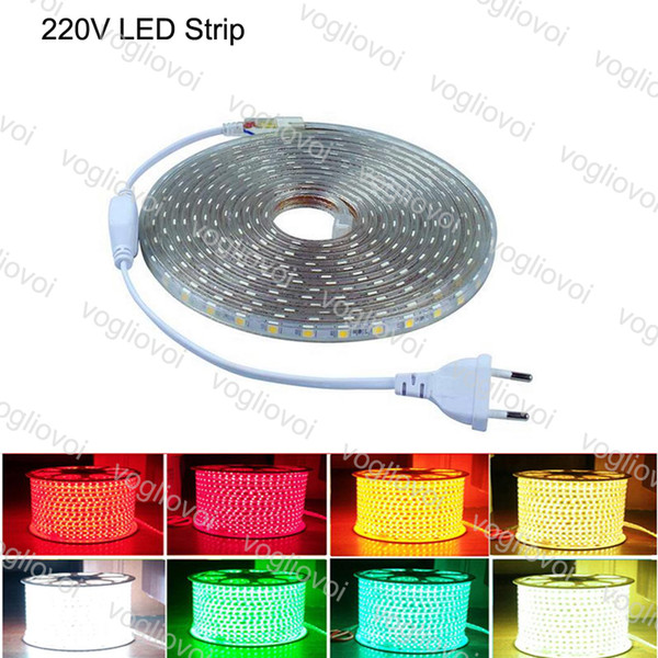 Led Strips 100m 220V High Voltage SMD 5050 RGB Led Strips Lights IP67 Outdoor Lighting String Bar Pub Christmas Party DHL