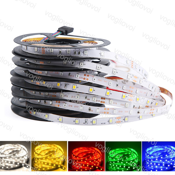 Led Strip Light SMD2835 3014 5050 DC12V 300LED Round 2 wire Fiexble Light Led Ribbon Non Waterproof Super Bright LED Lights DHL