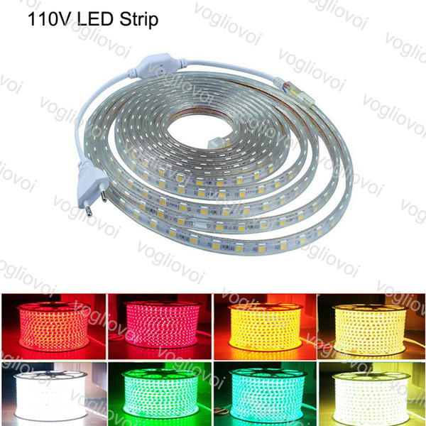 Led Strips 100m 110V High Voltage SMD 5050 RGB Led Strips Lights IP67 Outdoor Lighting String Bar Pub Christmas Party DHL