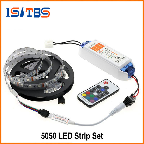 5050 LED Strip RGB RGB/Warm White/White/Cold White 5m Flexible LED string Light+ DC12V 6.3A LED Driver + RF Remote Controller