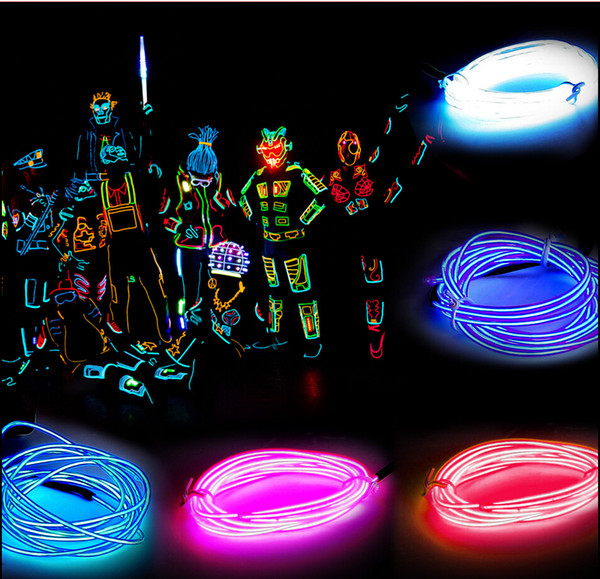 2M Flexible Neon Light Glow EL Wire Rope Strobe Light For Bar Car Dance Party 8 Colors with Controller Free Shipping