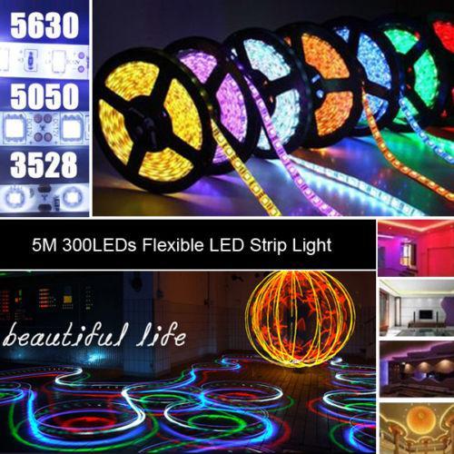 LED Strips 5M/lot 3528 5050 5630 SMD 300led RGB LED Strip Light Warm/White/Blue/Green/Red LED Light Waterproof 60LEDs/Meter