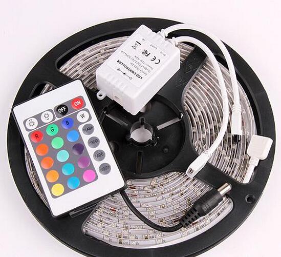 5M 5050 SMD Flexible RGB led strips lights waterproof IP65 60 LEDS/M + ir remote controller + 12V 5A power supply with EU/AU/UK/US/SW Plug