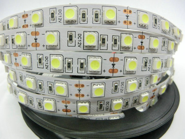 Free shipping 5m LED strip 5050 SMD 12V flexible light 60LED/m waterproof LED strips 300LED,White,White warm,Blue,Green,Red,Yellow