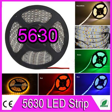 50M Waterproof/Non-waterproof 5630 Led Flexible Strips Light 12V 72W/5M 60Leds/M With 3M Tape Warm White/Cool White Red Green Blue + Female