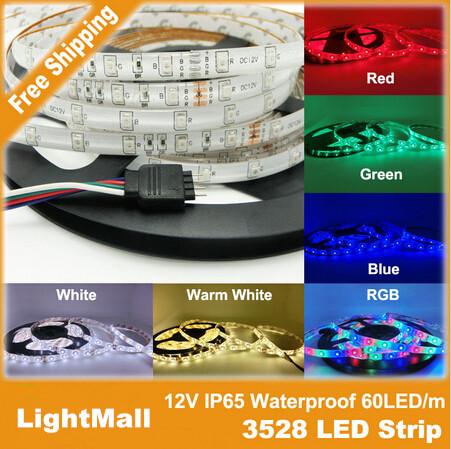 100M/lot Led Strip 3528 SMD LED 12V Flexible 60 led/m light Waterproof warm/cool white red/green/blue/yellow for Parties/Events lights