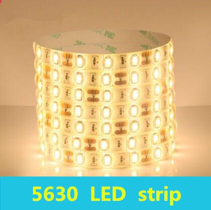 50m/lot 12V DC Flexible LED Strip Lights 16.4ft/5m Daylight White 300 Units 5630 LEDs Non-waterproof Lighting Strips LED Tape