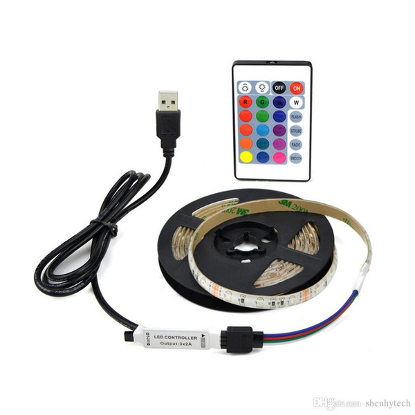 DC 5V USB Cable 0.5/1/2/3/4/5m 3528 LED RGB Strip Light Ribbon For TV Background Decor Lighting Strings Mini 3key/24key/RF 17key Controller