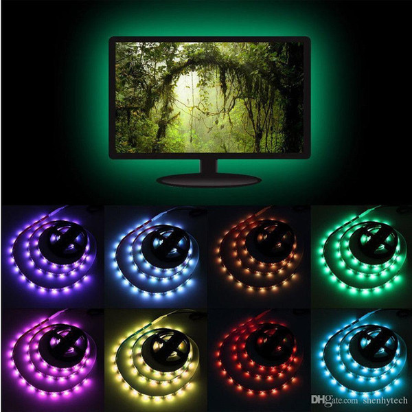 New 5050 DC 5V USB RGB LED Strip Waterproof 30LED/M USB LED Light Strips Flexible Neon Tape 50CM 1M 2M Remote TV Background