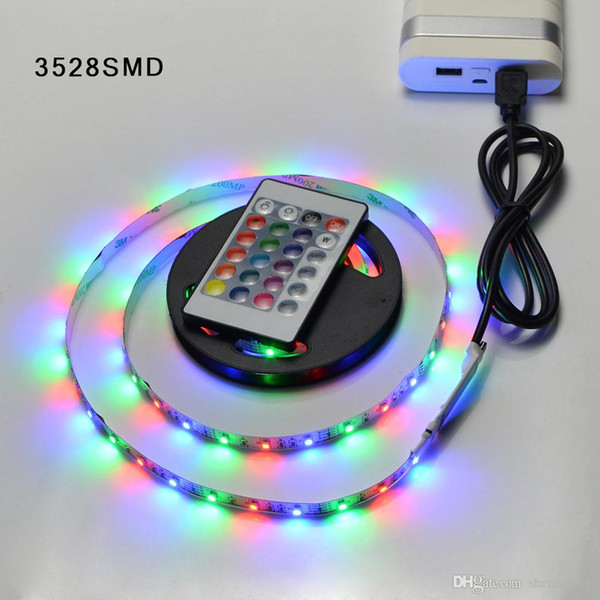 DC 5V USB 3528 5050 RGB LED Strip Light USB Port 50CM 100CM 200CM Lamp String Ribbon Tape With 24 Keys Remote Controller Safe Night Lights